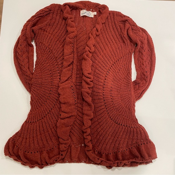Anthropologie • Rosie Neira circle knit burnt orange/rust cardigan • Size: M - Picture 5 of 13